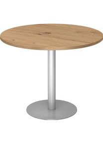 Hammerbacher, Schreibtisch, Besprechungstisch 100cm rund Asteiche/Silber (Ø 100 cm)