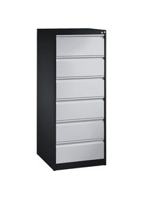 C+P Kaartsysteemkast ACURADO, 2 rijen, 6 laden, zwartgrijs/blank aluminiumkleurig