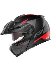 Schuberth E2 Defender, casco ribaltabile , colore: Opaco Nero/Rosso , dimensione: XXL (62/63)