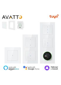 AVATTO Tuya WiFi Smart Light Switch/Curtain Switch，Multi-Frame Combination Lights & Curtain Switches Support Alexa Google Home