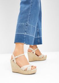 Sandaletten met sleehak - beige - maat 40 - vegan - bonprix