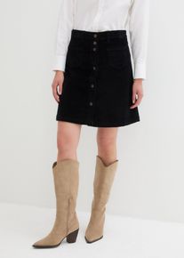 Stretch corduroy rok met knoopsluiting - zwart - maat 50 - corduroy - bonprix