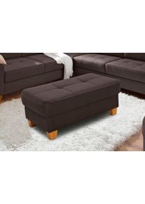 Home Affaire Hocker Puccini met contrasterende stiksels hockers maat Luxe-microvezel bruin