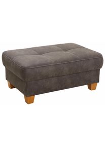 Home Affaire Hocker Puccini met contrasterende stiksels hockers maat Luxe-microvezel vintage-look grijs