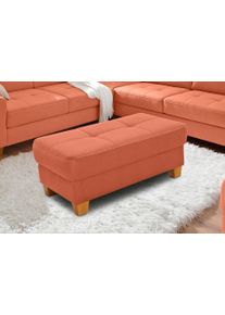 Home Affaire Hocker Puccini met contrasterende stiksels hockers maat Luxe-microvezel oranje