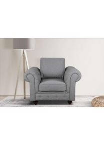 Home Affaire Fauteuil MENDITTE Knoopstiksels op armleuningen en voorste lijst, hoge kwaliteit fauteuils maat Structuur grijs