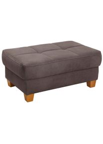 Home Affaire Hocker Puccini met contrasterende stiksels hockers maat Luxe-microvezel leer-look bruin