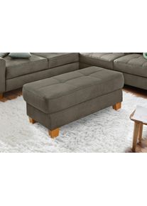 Home Affaire Hocker Puccini met contrasterende stiksels hockers maat Luxe-microvezel leer-look beige