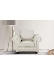 Home Affaire Fauteuil MENDITTE Knoopstiksels op armleuningen en voorste lijst, hoge kwaliteit fauteuils maat Structuur beige
