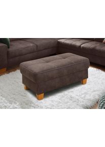 Home Affaire Hocker Puccini met contrasterende stiksels hockers maat Luxe-microvezel vintage-look bruin