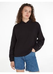 Calvin Klein Hoodie LOGO ELASTIC HOODIE met een logo-opschrift dames truien met capuchon maat L (40) zwart