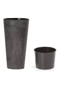 Kvetináč TUBUS SLIM BETON EFFECT s vložkou 30 cm,antracitová, 30 cm