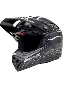 Bell Moto-10 Spherical MIPS Fasthouse Raven, motocross hjelm , farve: Mat Sort/Hvid , st&oslash;rrelse: L