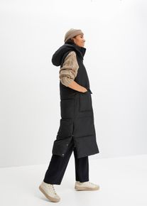 Vadderad täckväst med avtagbar huva i återvunnen polyester - svart - storlek 38 - bonprix