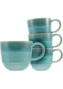 Creatable , Becher »Yuki«, (Set, 4 tlg.), 370 ml, 4-teilig , Grün-Blau
