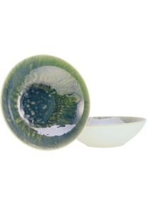 Creatable , Schüssel »Yuki«, 2 tlg., aus Steinzeug, Reaktiv-Digitaldruck, jedes Stück ein Unikat, Ø 24 cm , Grün-Blau