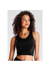 active by Lascana LASCANA ACTIVE , Crop-Top mit reflektierendem Druck , schwarz , M (40/42) , M (40/42) , Crop-Top mit reflektierendem Print