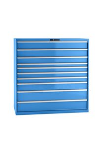 LISTA Cajonera, chapa de acero, H x A 1450 x 1431 mm, 10 cajones, carga máx. 200 kg, azul luminoso