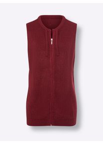 Dames Mouwloos vest in lang model in kers ,maat 40, WITT, 100% Polyacryl