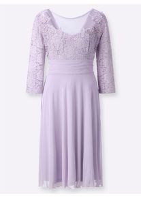 Damen Cocktailkleid mit Spitze und Glitzersteinchen in flieder ,Gr&ouml;&szlig;e 42, WITT, 96% Polyester, 4% Elasthan. Spitze: 90% Polyamid, 10% Elasthan