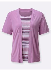 Dames 2-in-1-shirt met inzet van etskant in orchidee ,maat 38, WITT, 95% Viscose, 5% Elastan