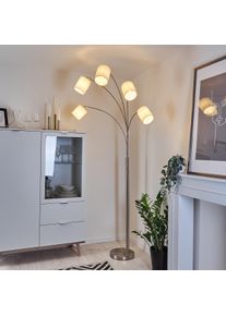 hofstein Lampadaire Antillo Nickel mat, 5 lumi&egrave;res, Abat-jour en tissu