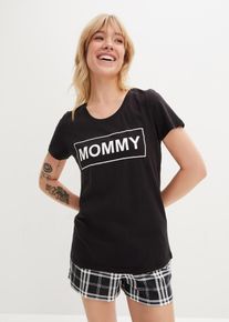 bonprix Femei Pijama scurtă 100% din bumbac, negru, 36/38