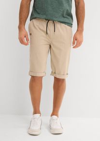 bonprix Bermudy z gumką w talii, z czystej bawełny, Regular Fit, beżowy, 62