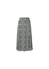 Tchibo - Wzorzysta sp&oacute;dnica midi - dla pań - rozmiar 36 - kolor: zielony/biały/z nadrukiem