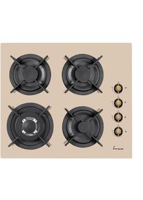 Plita incorporabila Fram FBH-V4IWF-RGBG, Gaz, 4 arzatoare, Wok, Gratar fonta, Aprindere electrica, Dispozitiv de siguranta, Design rustic, 60 cm, Crem