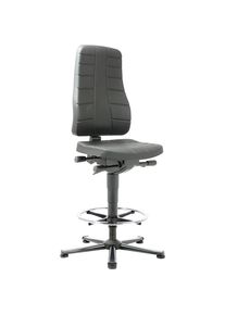 bimos Werkdraaistoel All-in-One, met voetdoppen en voetring, PU-schuim, zwart