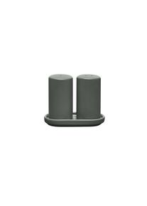 Blomus PILAR salt & pepper shakers, Agave Green, ceramic, design by Nina Thöming, dishwasher-safe, matte & glossy, set, green kitchen accessory