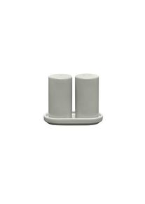 Blomus PILAR salt & pepper shakers, Mirage Gray, ceramic, design by Nina Thöming, dishwasher-safe, matte & glossy, set, gray