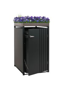 1er-Mülltonnenverkleidung HWC-O67, Mülltonnenbox mit Pflanzkasten, Metall 125x68x84cm 35kg ~ anthrazit
