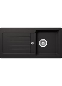 respekta Granitspüle Küchenspüle Einbauspüle mit Abtropffläche 1 Becken reversibel schwarz