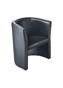 Sillón de club, tapizado de piel/piel sintética, negro