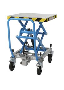 eurokraft pro Dubbele schaar-heftafelwagen, hefvermogen 500 kg, hefbereik 460 - 1400 mm, massieve rubberbanden