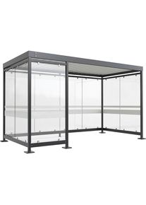 WSM Overkapping met stalen dak, 9 glaselementen, 3/4 open, bouwpakket, antracietgrijs RAL 7016