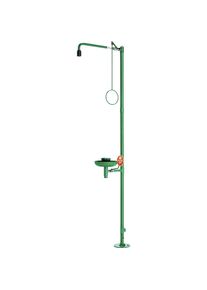 Nooddouche voor het hele lichaam ClassicLine, vrijstaand met nood-oogdouche en opvangbak, groen/zwart
