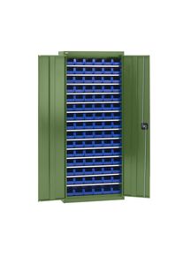 eurokraft pro Armario para material con cajas de almacén, altura 1575 mm, 14 baldas, verde reseda