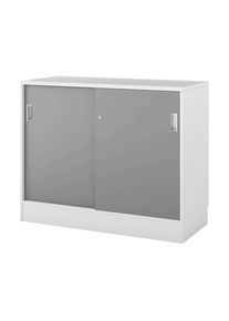 Kast Chicago met schuifdeuren, h x b x d = 948 x 1215 x 400 mm, wit / lichtgrijs