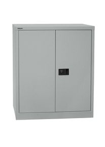 Bisley Armario de puertas batientes UNIVERSAL, H x A x P 1000 x 914 x 400 mm, 1 balda, 2 pisos de archivadores, plateado