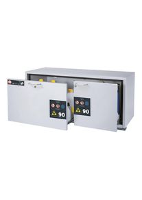 ASECOS Brandveilige onderbouwkast voor gevaarlijke stoffen type 90, h x b = 600 x 1402 mm, 2 laden, lichtgrijs