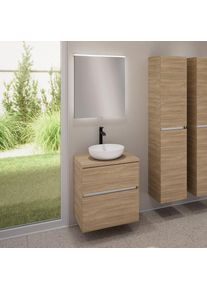 evineo ineo5 evo Meuble bas l: 60 cm, 2 tiroirs, vasque ineo3 Ø 37 cm blanche mate, avec miroir éclairé ineo,, BE0931WM+BE0956OA+BE0962OA+BEA009MI,