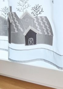 bonprix Perdea scurtă cu broderie aparte cu căsuțe, alb, Î/Lă: 30/90 cm