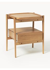Mesita de noche de madera de roble Libby Beige Madera, Madera maciza An 50 x Al 60 cm | Westwing Collection