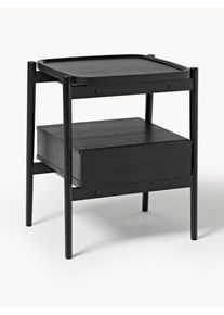 Mesita de noche de madera de roble Libby Negro Madera, Madera maciza An 50 x Al 60 cm | Westwing Collection