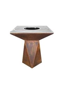OutInFire Braciere da giardino, Barbecue con foro per wok, griglia con gambe in acciaio e copertura protettiva - G1 corten