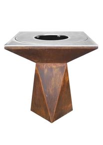 OutInFire Braciere da giardino, Barbecue con foro per wok e copertura protettiva - G1 corten