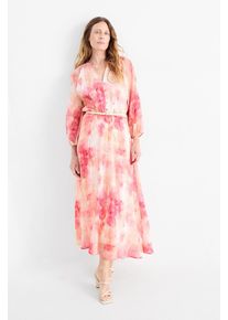 C&Amp;A Vestito con scollo a V e cintura-fantasia, Fucsia, Taille: 40